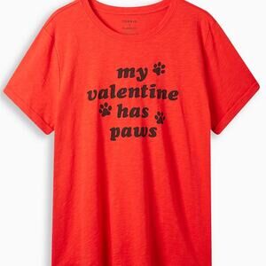Torrid Red Dog Lover Crew Neck Roll Sleeve T-Shirt Size 3 or 3X